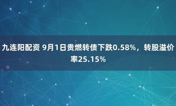 九连阳配资 9月1日贵燃转债下跌0.58%，转股溢价率25.15%
