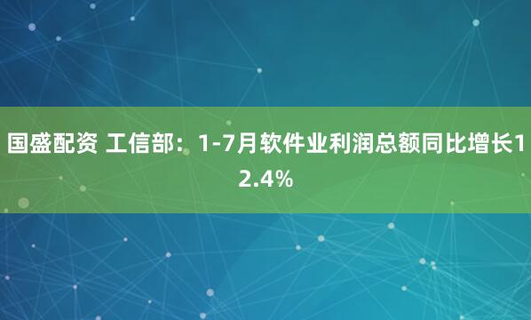 国盛配资 工信部：1-7月软件业利润总额同比增长12.4%